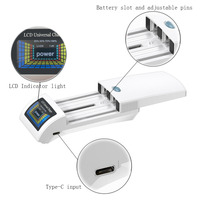 Cargador de Baterías Universal para Cámara con Pantalla, Ranuras y Pines Ajustables para Baterías Recargables de Iones de Litio y AA/AAA