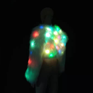 Giacca Luminosa in Pelliccia Sintetica LED per Donna, <span class=keywords><strong>Costume</strong></span> Luminoso per Cosplay, Abbigliamento Rave, Top da Ballerina per Halloween 2026 - Product Image 3