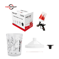 Hanspray 600ml HVLP 1.3mm Spray Gun Cup dengan Sambungan Cepat Tanpa Cuci untuk Cat Mobil Bahan PP Garansi 3 Tahun