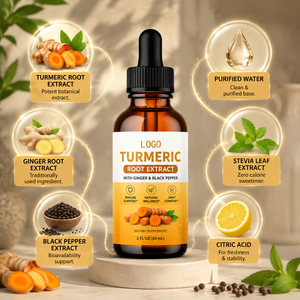 Extracto de Raíz de Cúrcuma Orgánica (Curcuma Longa) y Extracto de Fruta de Pimienta Negra, Gotas Antioxidantes de Cúrcuma, Líquido Oral de 60 ml para el Apoyo Inmunológico - Product Image 2