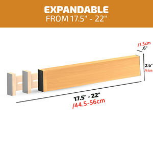 Mutfak giysileri için 4 adet bambu genişletilebilir çekmece düzenleyiciler organizatörler yatak odası gardırop & banyo depolama baharat depolama - Product Image 3