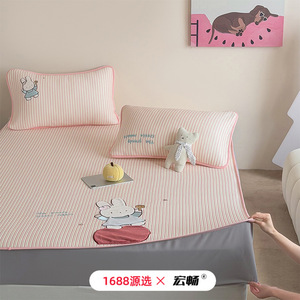 Ensemble de tapis en soie glacée Hongchang 1,2 m 1,5 m 1,8 m, literie rafraîchissante d'été pour enfants, style dessin animé - Product Image 3