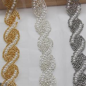 ホットウェディングスカーフビーズスパンコールビーズ服アクセサリーバッグ靴アクセサリードレス花柄エッジ刺繍メッシュレース - Product Image 2