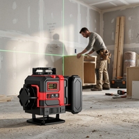 Niveau laser vert professionnel GuangChen 4D 16 lignes 360° °   Système de nivellement automatique avec télécommande et deux batteries pour montage en armoire