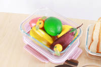 Ensemble de 4 bols de cuisine en verre borosilicate haute résistance pour salade, gâteau et mélange, avec couvercles en silicone PP, résistants à la chaleur et adaptés au four