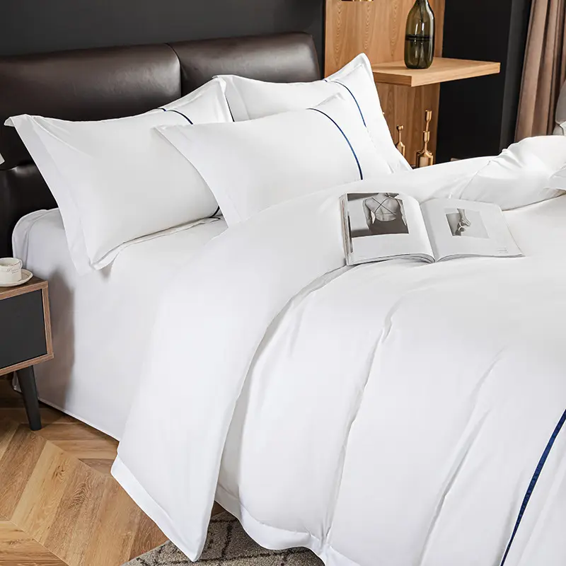 Set tempat tidur Hotel 5 bintang mewah seprai katun Mesir Thread Count untuk tempat tidur