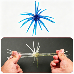 Nouvelle Leurre Souple Bicolore en TPE type Urène de Mer 11cm 9g, Appât à Tentacules Pailletés pour <span class=keywords><strong>Pêche</strong></span> <span class=keywords><strong>au</strong></span> Ned Rig, <span class=keywords><strong>au</strong></span> Black Bass, <span class=keywords><strong>au</strong></span> Snakehead et en Eau Douce - Product Image 4