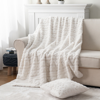 Hochwertige Luxus-Decke mit Prägung, Kunstfell-Optik, Kabelmuster, Wendbar, Sherpa-Fleece, Weich, Gemütlich, Dick, Warm, Bettüberwurf