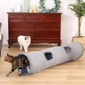 Tunnel de jeu pliable pour <span class=keywords><strong>chat</strong></span> en faux daim, doux et moelleux, avec trou de surveillance et boule suspendue – Vente chaude - Product Image 6