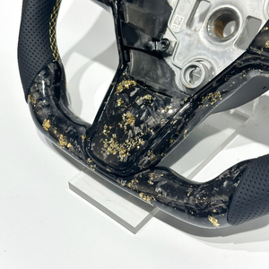 Volant de voiture en fibre de carbone forgée dorée, vente chaude d'usine, pour Tesla Model <span class=keywords><strong>3</strong></span> Highland, Model Y, Model S, X 2024 et versions ultérieures - Product Image 4