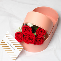 Kotak kemasan mewah kustom untuk pengaturan bunga kotak hadiah bunga mawar Hari Valentine Hari Ibu kotak bunga kertas bulat