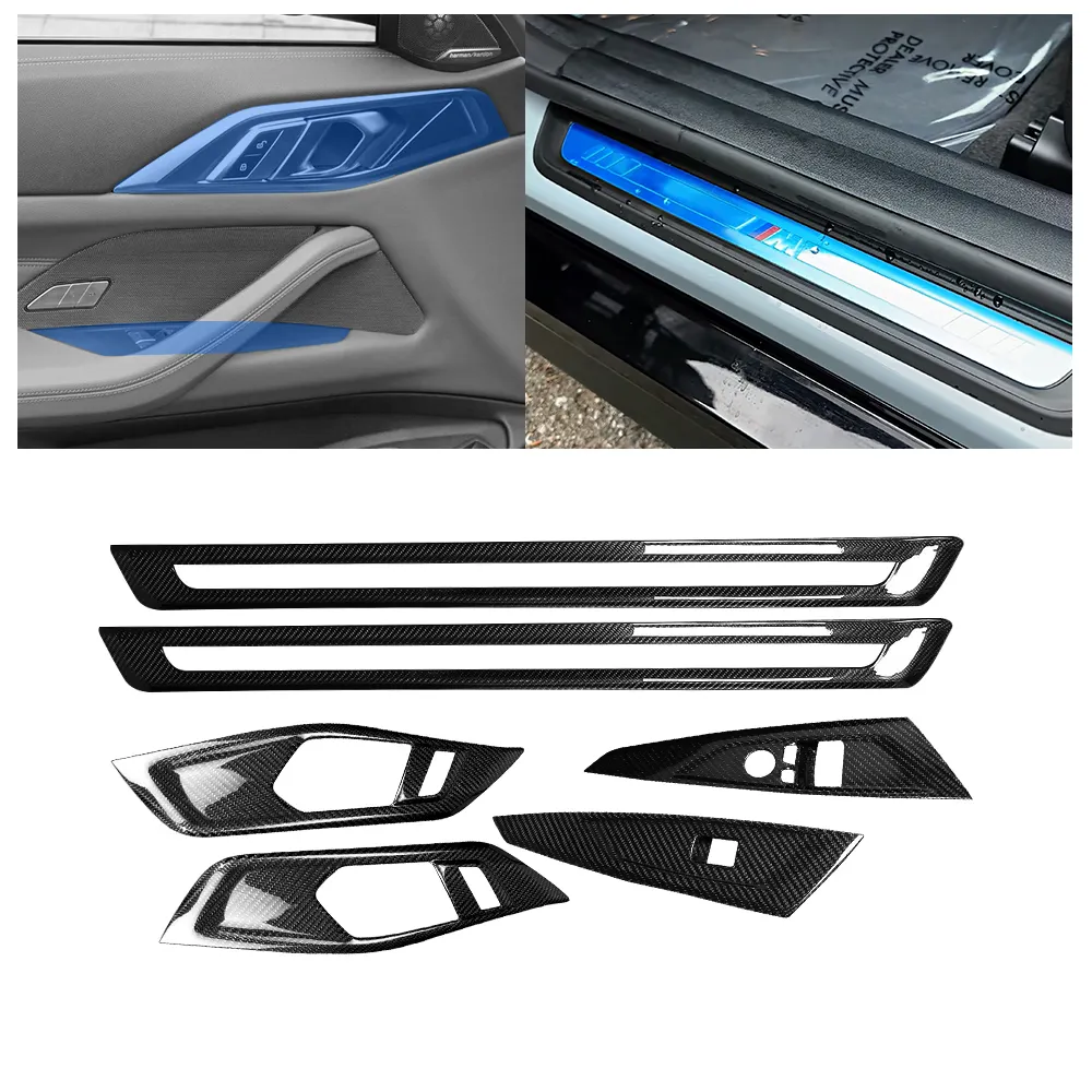 Kit de guarnição para painel de painel de painel de porta e elevador de porta em fibra de carbono real, ideal para BMW 4 Series G22 G23 G82 430i M4 Coupe