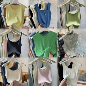 Couleur unie sport basique <span class=keywords><strong>sans</strong></span> manches serré une pièce gilet <span class=keywords><strong>sans</strong></span> manches femmes haut court - Product Image 1