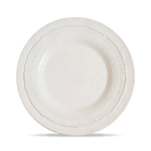 Assiette de table en céramique beige, motif en relief, style européen de luxe moderne et minimaliste, pour mariage, assiette de présentation - Product Image 1