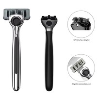 Kit de rasoir à 6 lames remplaçables pour homme, directement de l'usine, avec support, rasoir en acier inoxydable pour le rasage quotidien et l'entretien corporel