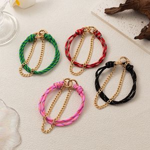 TG-2686 Topgoods Porte-clés tendance en acier inoxydable plaqué or, breloque de sac, pendentif DIY, bijou en corde tressée colorée - Product Image 2