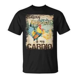 T-shirt Chasing Chickens Is My Cardio Chicken Mom Farm Girl - Product Image 1