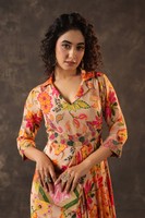 Robe drapée à imprimé floral, robe maxi élégante indo-occidentale, tenue de créateur, tenue chic, style ethnique contemporain