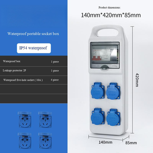 IP54 <b>Waterproof</b> ABS Portable <b>Junction</b> <b>Box</b> with 1x2P RCD and 4x10A 5pin Sockets for Household Weatherproof Use - Product Image 2