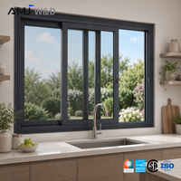 Fenêtres coulissantes en verre résistantes aux ouragans Amj, fenêtres coulissantes en aluminium pour cuisine, pour villa de luxe
