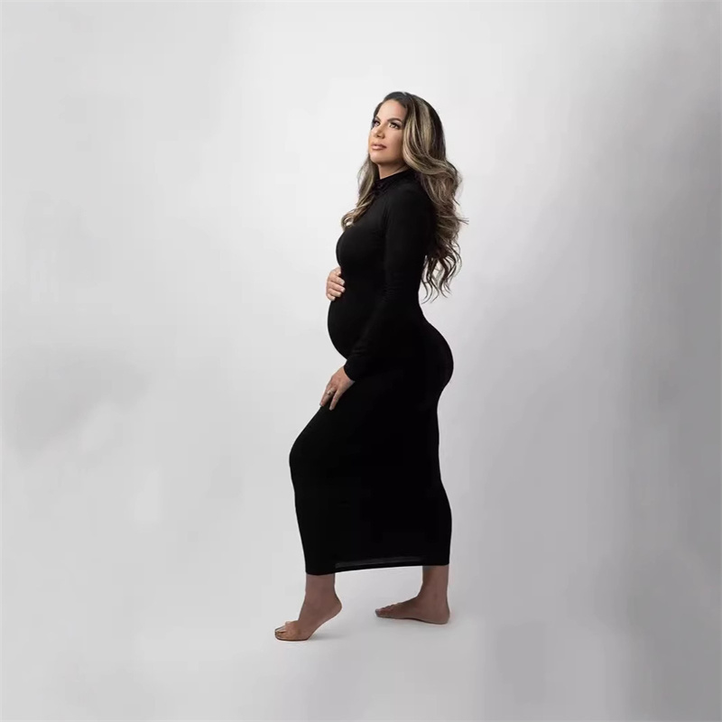 High-necked Pregnant Women's Slim Dress - Daily Comfort