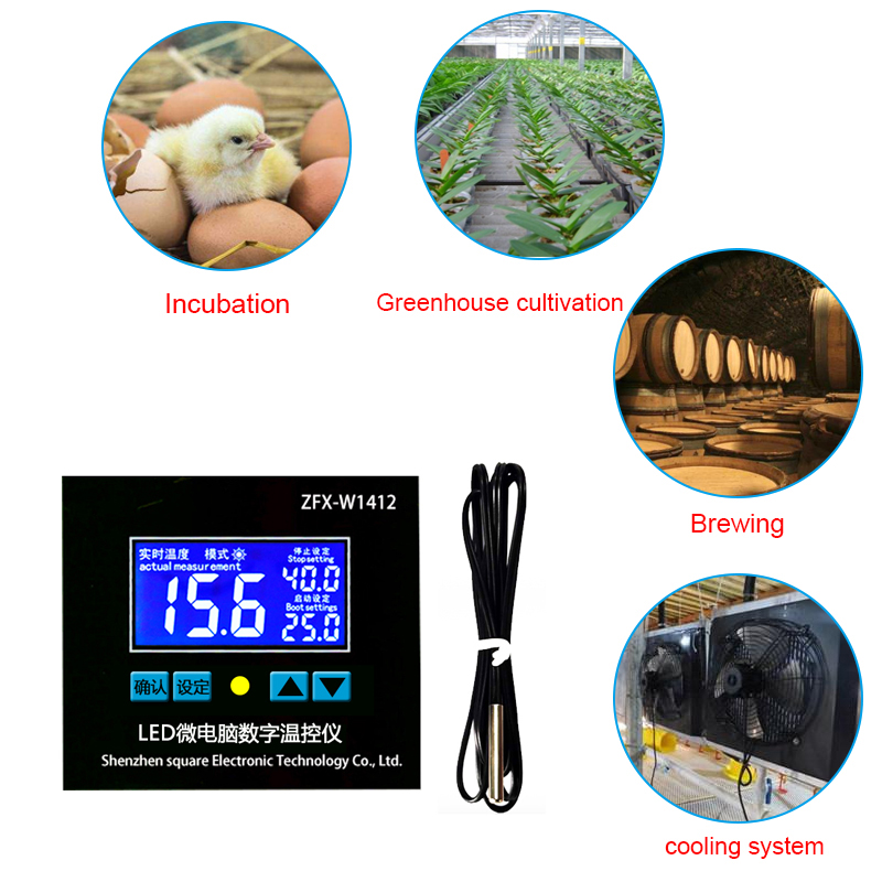 AC110V AC220V Microcomputer Digital Temperature Controller Intelligent High Accuracy Temp Control Thermostat ZFX-W1412(图8)