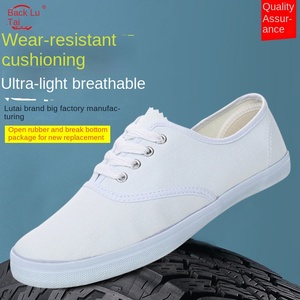 Baskets décontractées en <span class=keywords><strong>toile</strong></span> <span class=keywords><strong>blanche</strong></span> respirante à lacets pour garçons, semelle en caoutchouc, été, printemps, automne - Product Image 3