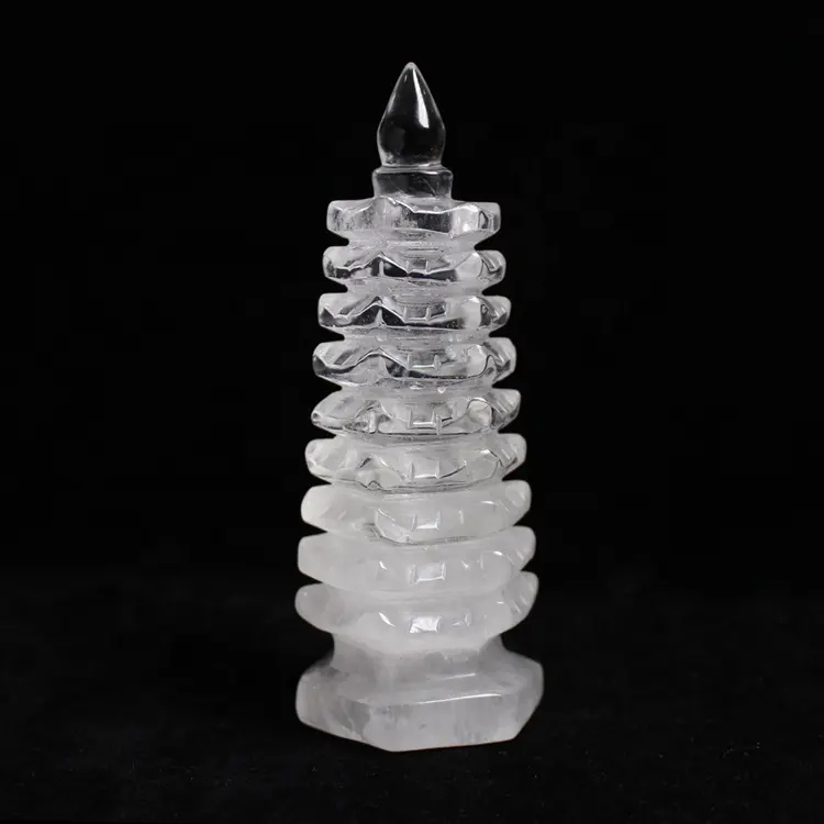 Natural White Quartz Crystal Gesneden Pagode Wenchang Toren Reiki Healing Feng Shui Ornamenten Aid Test Kantoor Gift Crystal Tower