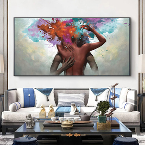 Pintura al Óleo Moderna Abstracta de Amantes Besándose y Abrazándose sobre Lienzo, Pósteres de Arte de Pared, Impresiones, Cuadros Decorativos para Sala de Estar, Hogar - Product Image 1