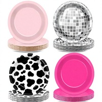XUECE 48 Assiettes en papier jetables rondes de 7 pouces, motif vache rose vif, durables, pour anniversaires Cowgirl, enterrements de vie de jeune fille et fêtes