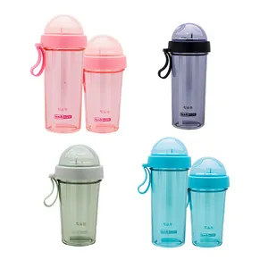 420ML Double Drinking Cup Separate Cup Mouth Leak-proof Straw Cup