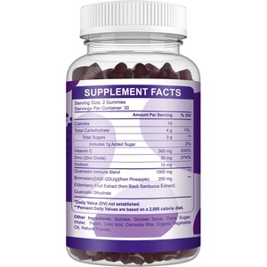 OEM Private Label Organic <strong>Vitamin</strong> C + Zinc + Elderberry + <strong>Bromelain</strong> Quercetin Gummies to Support Immunity Boost - Product Image 4