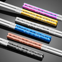 Baguettes Dragon en Métal Réutilisables, Conçues en Corée, Style Japonais, Acier Inoxydable 304, Antidérapantes, Lavables au Lave-Vaisselle, Gravées au Laser