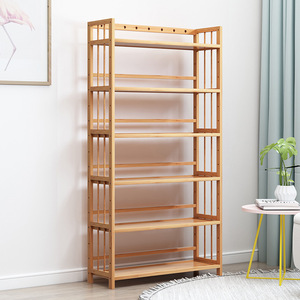 ชั้นวางหนังสือแบบตั้งพื้นทันสมัยเรียบง่าย ทำจากไม้ไผ่โมโซและ MDF สำหรับจัดเก็บของใช้ในบ้าน สำนักงาน ห้องอ่านหนังสือ ห้องนั่งเล่น พร้อมประกอบ - Product Image 4