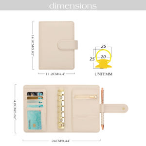 <span class=keywords><strong>Etsy</strong></span> FB TK Best Seller çakıl tahıl deri altın yüzük bağlı A7 para organizatör nakit tasarrufu için bütçe cüzdan bağlayıcı - Product Image 4