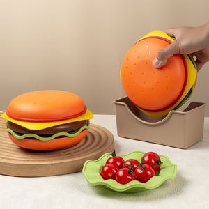 Set di Piatti a Strati Stile Hamburger - Piatti in Plastica Originali per Snack, Ossa di Carne e Antipasti per Feste, Vassoio Divertente per Servire - Product Image 5