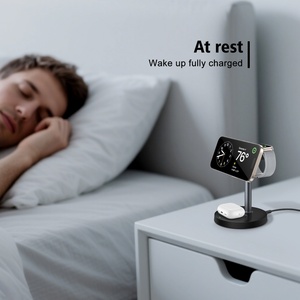 Cargador Inalámbrico <span class=keywords><strong>3</strong></span> en 1 de Estilo Simple y Alta Calidad, Soporte Magnético para Teléfono, Reloj Inteligente y Auriculares, Carga Rápida de 15W - Product Image 1
