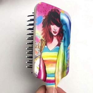 Brosse à cheveux en plastique antistatique avec coussin d'air pour tous les types de cheveux avec imprimé photo personnalisé léopard peigne - Product Image 4