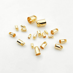 Tuyaux de connexion en laiton plaqué or 18 carats, embouts de chaîne en <span class=keywords><strong>corde</strong></span>, embouts de serrage pour cordon en cuir, composants et fournitures pour la fabrication de bijoux DIY - Product Image 1