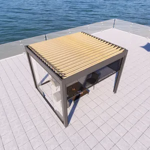 모기장 지붕이있는 맞춤형 Scienlan 자동 야외 루버 Pergola 알루미늄 AS2047 호주 웨딩 방수 알루미늄