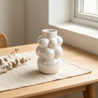 Vase en céramique avec motif de bulles, finition de glaçure irisée pour une décoration minimaliste de la maison, centre de table, arrangement floral