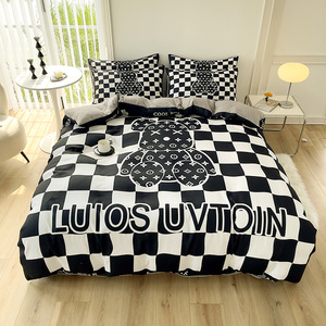 Offre Spéciale ensemble de literie de luxe moderne 4 pièces King Size coton lavé avec dessin animé conception impression réactive drap de lit taie d'oreiller - Product Image 4