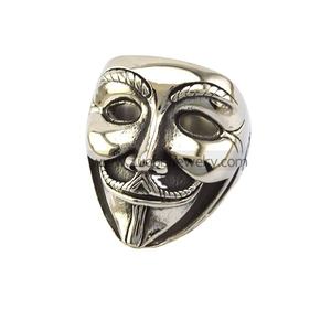 Anello da Uomo in Acciaio Inossidabile con Design del Personaggio <span class=keywords><strong>Vendetta</strong></span> V del Film, Faccia di Clown Sorridente, Teschio Placcato Oro Argento, <span class=keywords><strong>Vendetta</strong></span> - Product Image 1