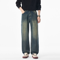 Jean droit rétro style américain – Nouveau pantalon droit ample délavé et vieilli pour homme, tendance et de marque, style urbain