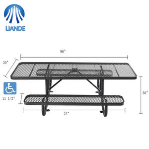 OEM Modern çok fonksiyonlu 96 "ADA dikdörtgen çiftlik evi ve otel kullanımı iki banklı açık Metal masa - Product Image 5