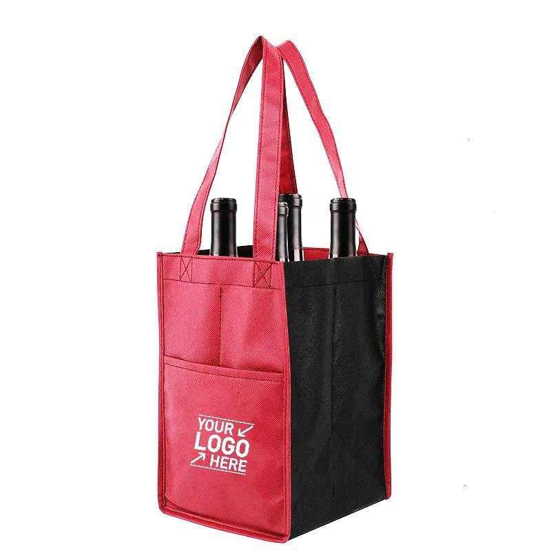 Customized Logo Non-woven Fabric Wine Bag 2/4/6 Wine Bottles Carry