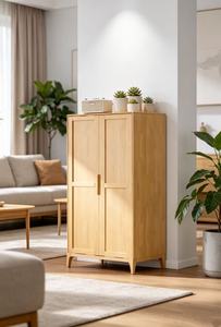Scandinavian Wooden <b>Wardrobe</b> Shaker Doors Hinged Solid Wood Freestanding Modern Bedroom Furniture Storage - Product Image 5