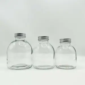 Milk Bottle Juice Bottle 250ml 350ml Glass Frost Customization Screw Cap For Beverage Cheap Round Glass Tea Glass Tea Drinks