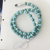 Kabel Pengisian Daya Tipe C Lightning Bergaya untuk Perlengkapan Baseball YuAn YA-078 dengan Cetakan Gravure dan Perlindungan Manik-manik Akrilik Portabel