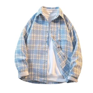 Veste chemise à carreaux pour <span class=keywords><strong>homme</strong></span>, col à revers, boutonnée, coupe ample et oversize, décontractée, à manches longues, manteau d'extérieur - Product Image 5